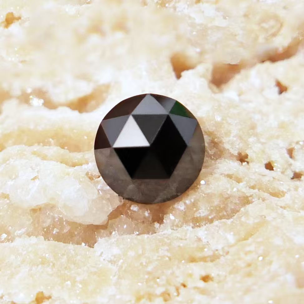 6.5mm diameter rose cut Black Moissanite