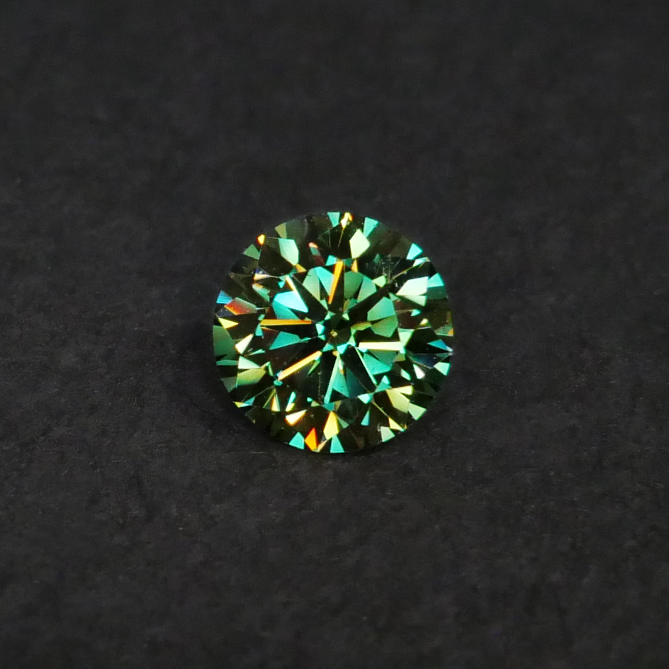 6.5mm diameter dark grass green moissanite