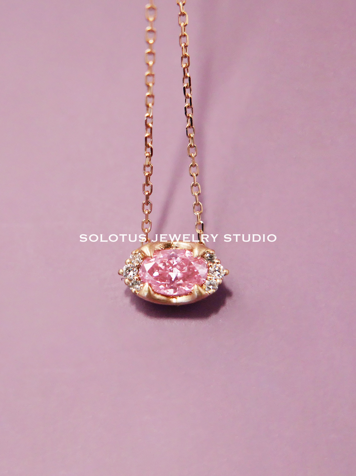 Barbie pink lab grown diamond necklace