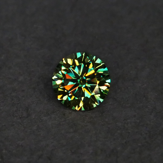 6.5mm diameter dark grass green moissanite