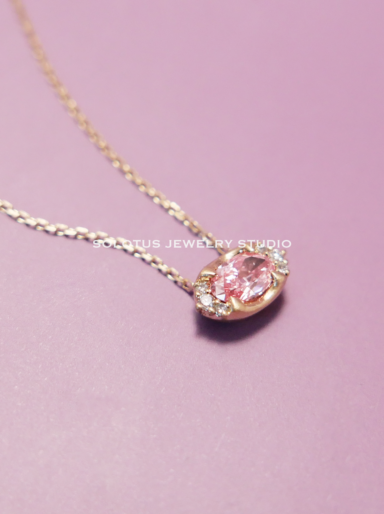 Barbie pink lab grown diamond necklace
