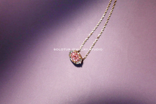 Barbie pink lab grown diamond necklace