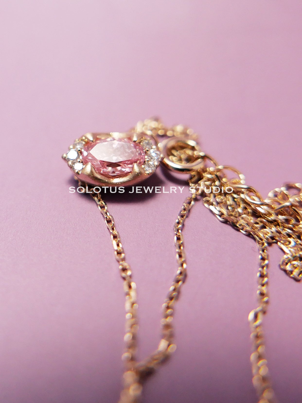 Barbie pink lab grown diamond necklace
