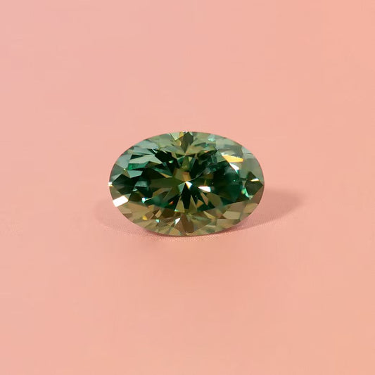 1.7ct / 0.7ct Dark Grass Green Moissanite