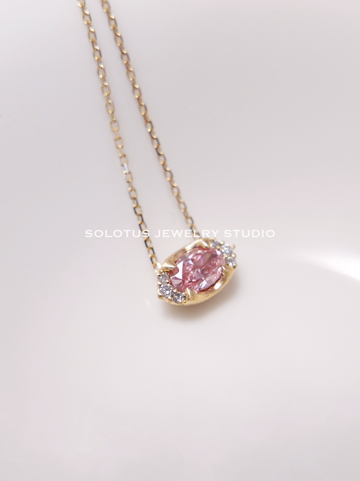 Barbie pink lab grown diamond necklace