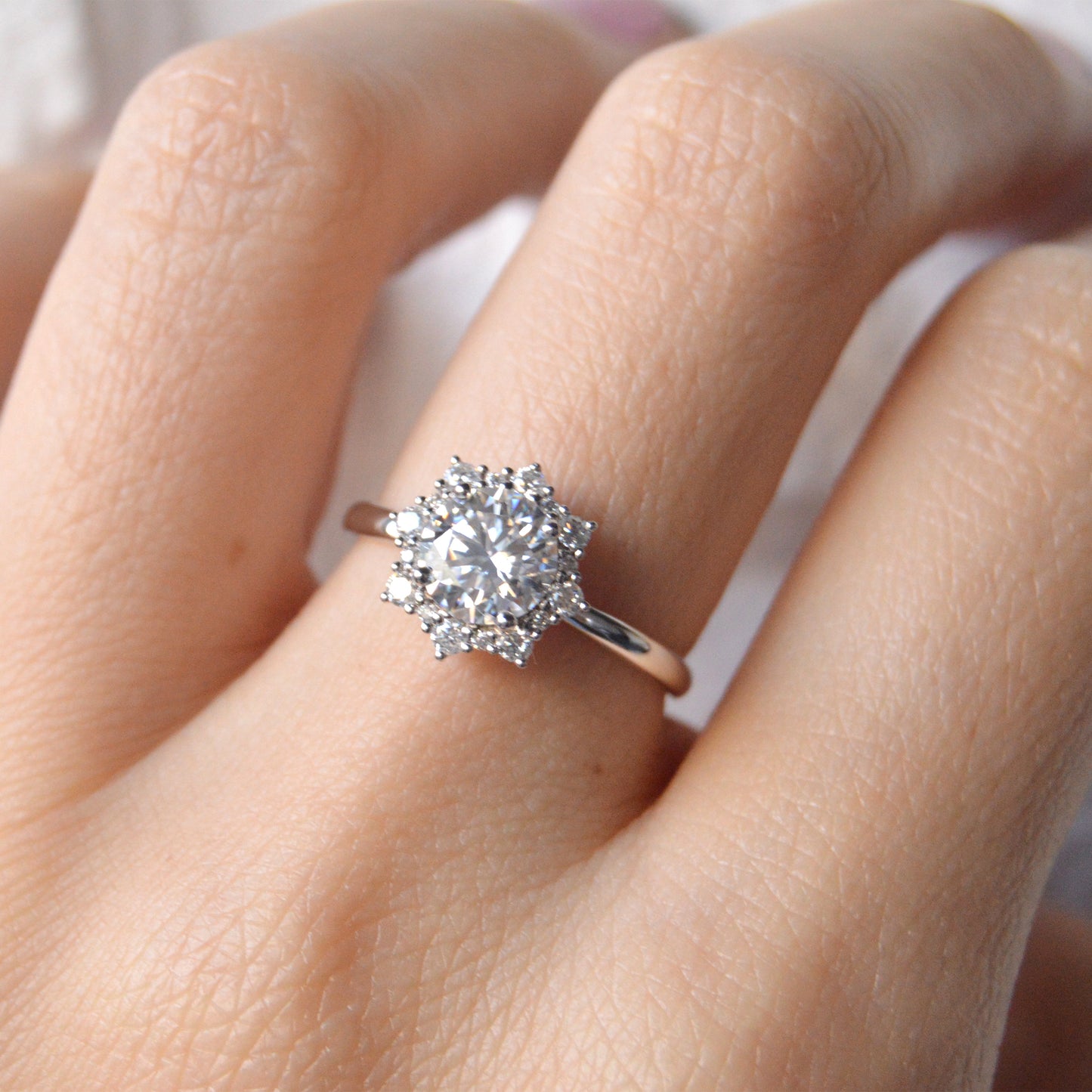 Snow Flake Six Prong Multi-stone Diamond Ring