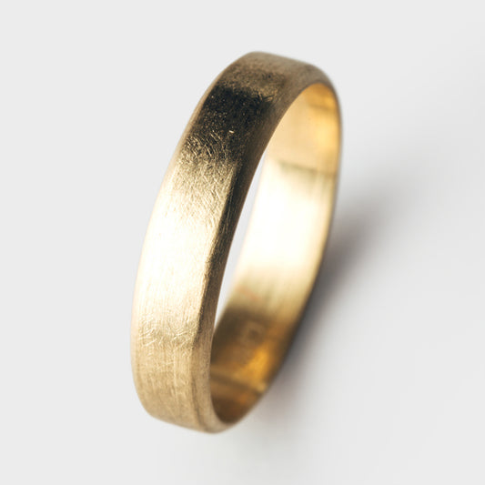 Hand-carved Gold Flat Band Ring