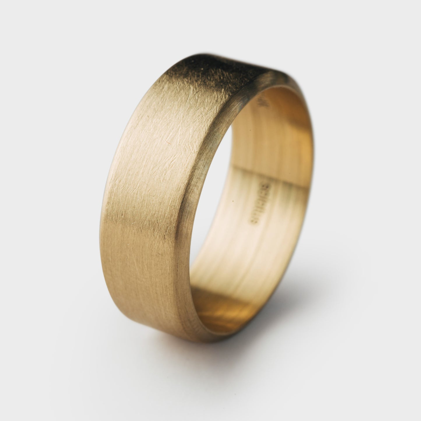 Hand-carved Gold Flat Band Ring