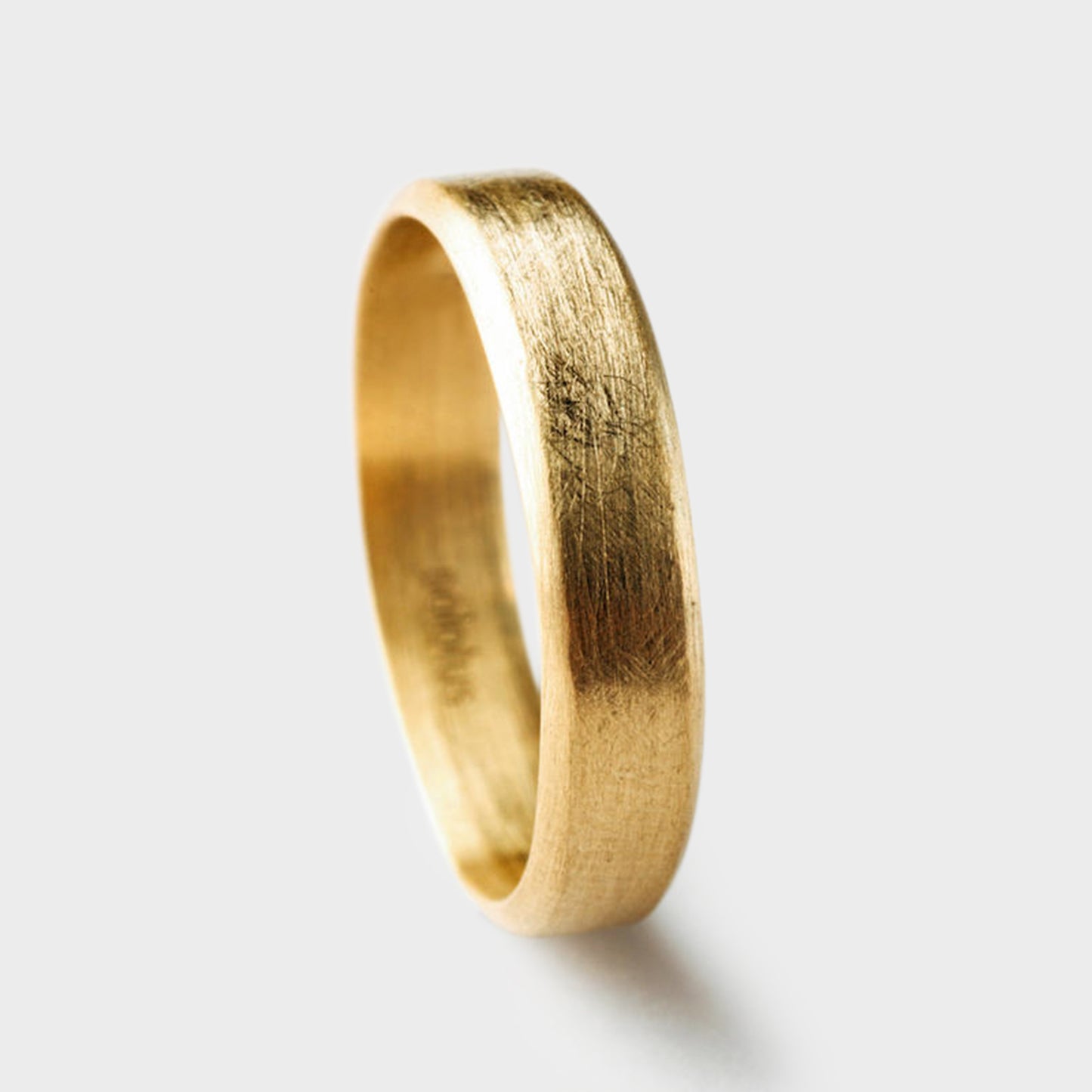 Hand-carved Gold Flat Band Ring